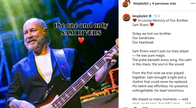 Falleció Sam Rivers, el bajista de Limp Bizkit.