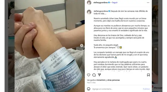 Uma mensagem de Stephanie Gonzalez para seu bebê morto. Fonte: Instagram. Uma mensagem de Stephanie Gonzalez para seu bebê morto. Fonte: Instagram.