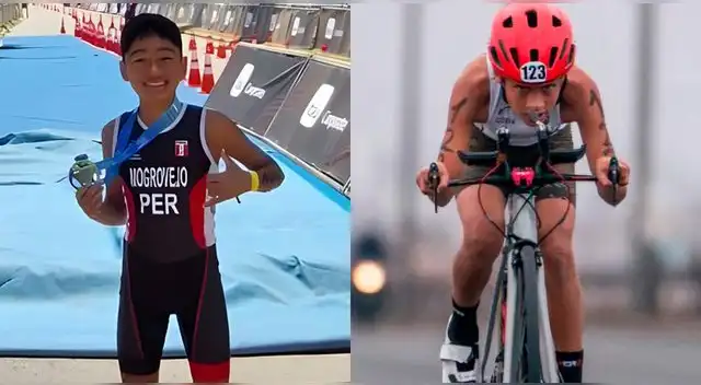 Con solo 11 años, Patrick Mogrovejo quedó en primer lugar en su categoría en el Campeonato Nacional de Triatlón de Chile