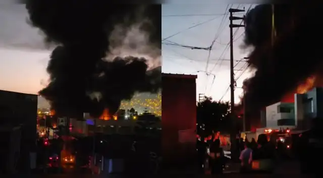 Incendio de gran magnitud consume edificio en Canto Grande en SJL. Incendio de gran magnitud consume edificio en Canto Grande en SJL.