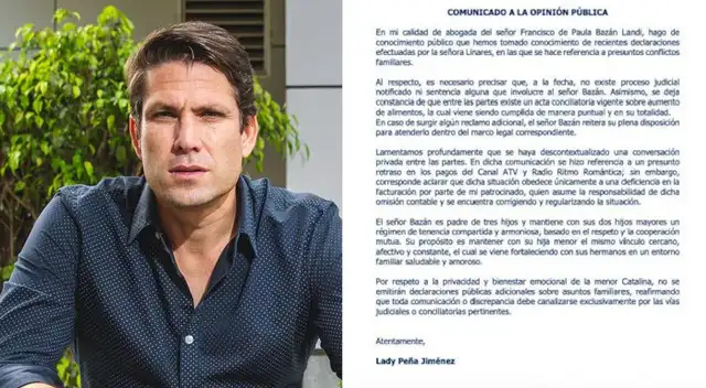 Paco Bazán hace fuerte pedido a la madre de su hija.