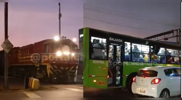 Captan angustiante momento donde bus queda atrapado en el cruce del ferrocarril. Captan angustiante momento donde bus queda atrapado en el cruce del ferrocarril.