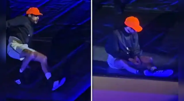 Bad Bunny sufre aparatosa caída durante concierto en México. Bad Bunny sufre aparatosa caída durante concierto en México.