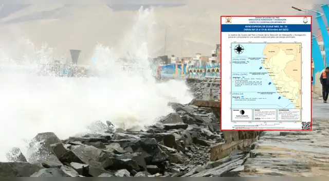 Marina de Guerra reporta fenómeno marítimo en el mar peruano hasta el 19 de diciembre. Marina de Guerra reporta fenómeno marítimo en el mar peruano hasta el 19 de diciembre.