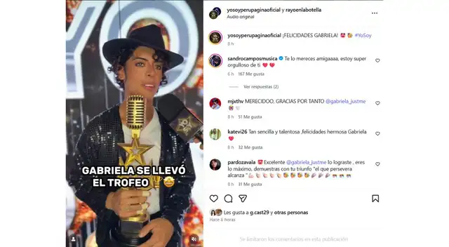 Usuarios felicitan a Gabriela Villanueva por su triunfo como Michael Jackson. Fuente: Instagram.
