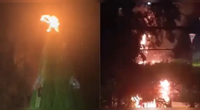 Árbol de Navidad se incendia en Lambayeque: ¿Qué causó el siniestro en la vía pública?