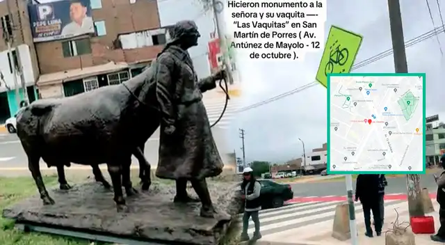 Paradero las vaquitas en SMP: realizan monumento a la señora y su vaquita en las av. 12 de Octubre y la avenida Antúnez de Mayolo