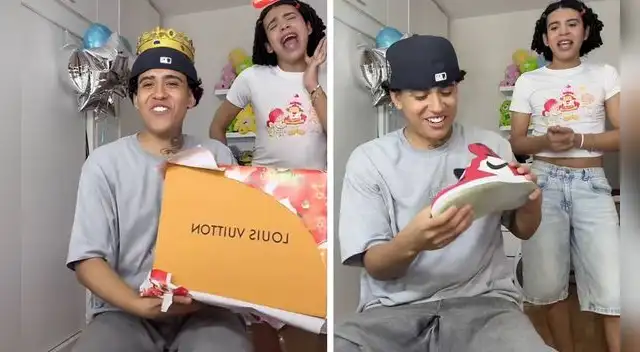 Valentino sorprende a su hermano Yomar al regalarle lujosas zapatillas en su cumpleaños.