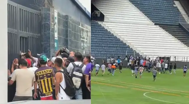 Barristas de Alianza Lima ingresan a Matute tras denuncias por presunto abuso sexual contra jugadores.