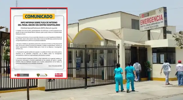 Reo condenado por secuestro escapa del hospital bajo custodia del INPE.