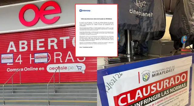 Intercorp denuncia cierre masivo de sus locales en Miraflores.