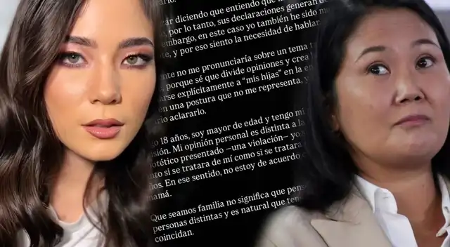 Hija de Keiko Fujimori la enfrenta por asegurar que tendría a bebé si sufre de abuso: "Que seamos familia no significa que pensemos igual"