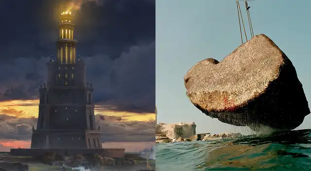 Una parte de la entrada monumental para el Faro de Alejandría fue encontrada en el fondo del mar.