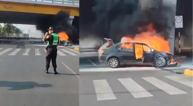 Automóvil se incendia en plena avenida Universitaria: chofer habría recargado GLP en lugar de GNV por escasez