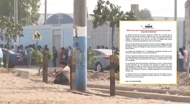 ONPE se pronuncia por retraso de apertura en locales de votación.