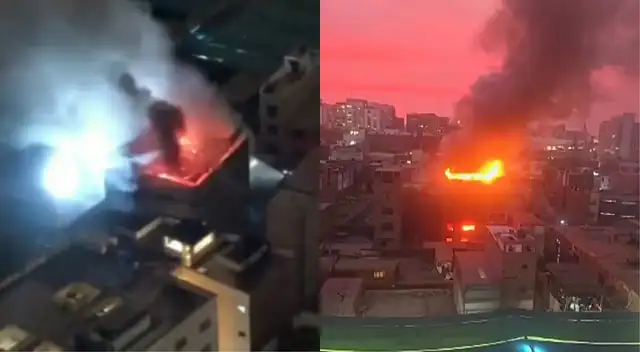 Dantesco incendio en Cercado de Lima consume edificio clandestino y moviliza a bomberos en gran despliegue.