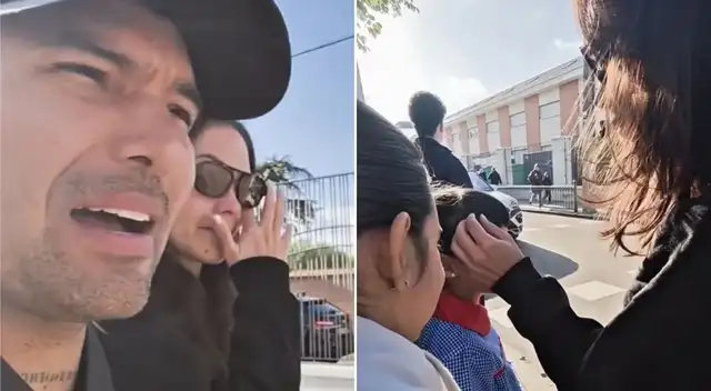 Karen Schwarz se pone sentimental al dejar a sus hijas en el colegio.