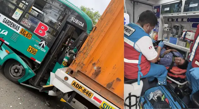 Bus de la empresa ETVASA impacta contra camión y deja 14 pasajeros heridos en La Victoria.