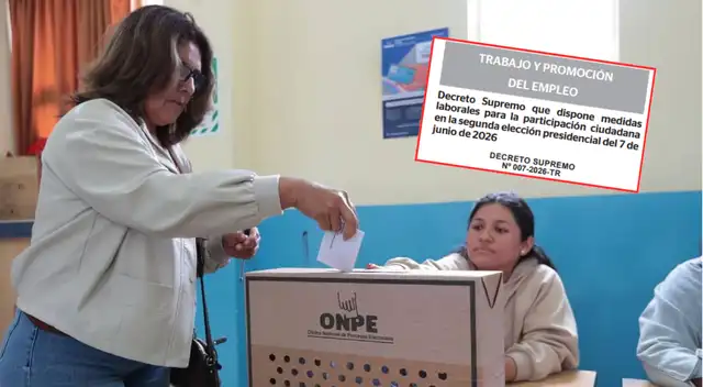 Trabajadores que trabajen el día de elecciones accederán a beneficio, según Decreto Supremo.
