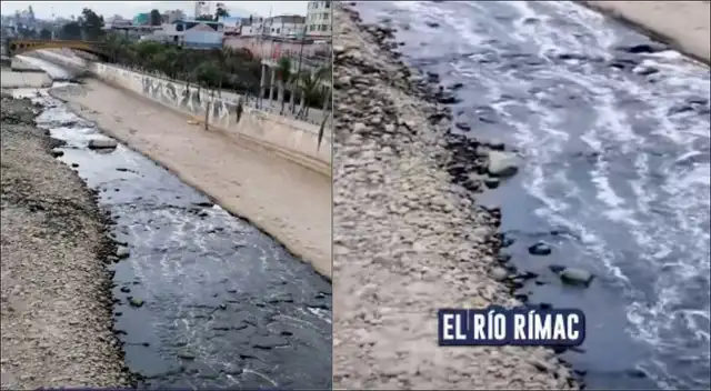 Río Rímac se tiñe de negro y Defensoría del Pueblo advierte contaminación que afecta agua de Lima.