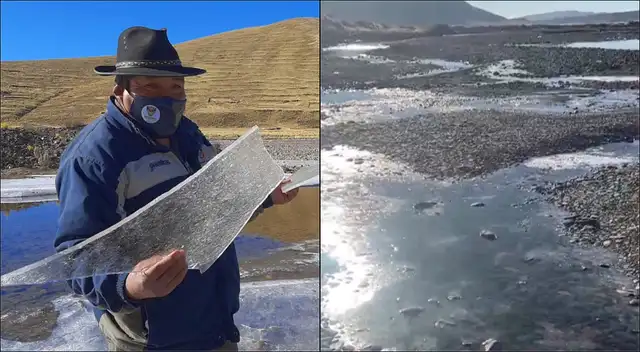 Frío extremo en el Perú: río de esta región amaneció congelado por heladas de hasta -15 °C, según Senamhi.