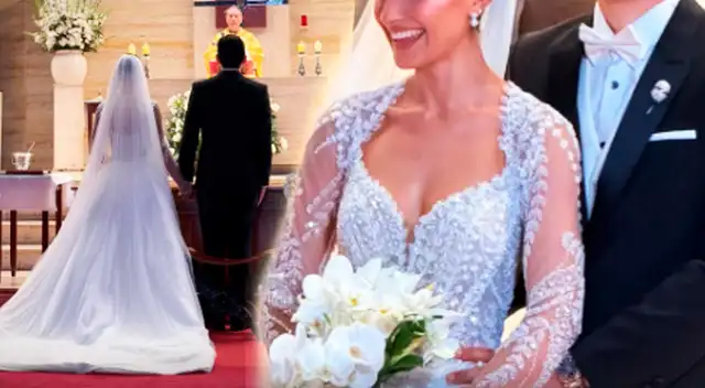 Conductora de televisión se emociona en su boda.