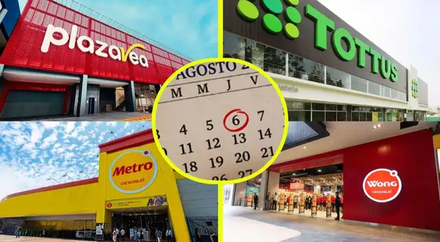 Feriado 6 de agosto: esto pasará con la atención en Plaza Vea, Metro, Wong y Tottus. Feriado 6 de agosto: esto pasará con la atención en Plaza Vea, Metro, Wong y Tottus.