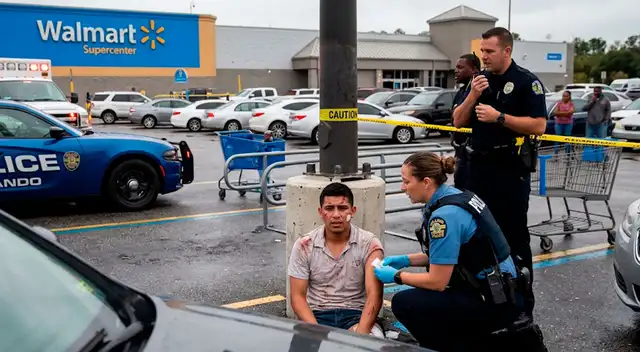 Hombres se agarran a golpes en el estacionamiento del Walmart en EE.UU. Hombres se agarran a golpes en el estacionamiento del Walmart en EE.UU.