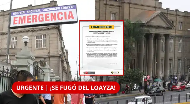 INPE informa sobre fuga de interno en hospital Arzobispo Loayza.