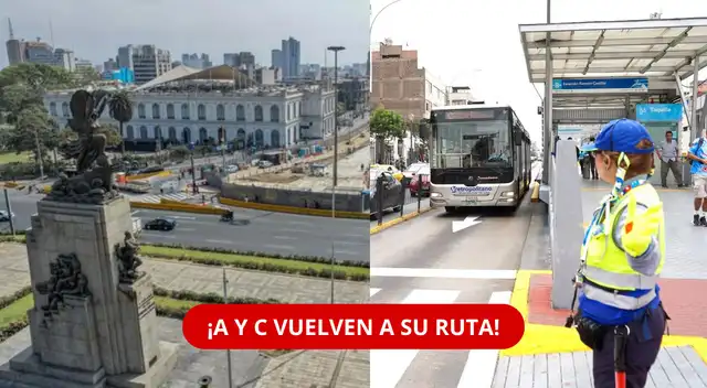 Metropolitano: servicios A y C retoman sus rutas tras culminar obras en plaza Ramón Castilla.