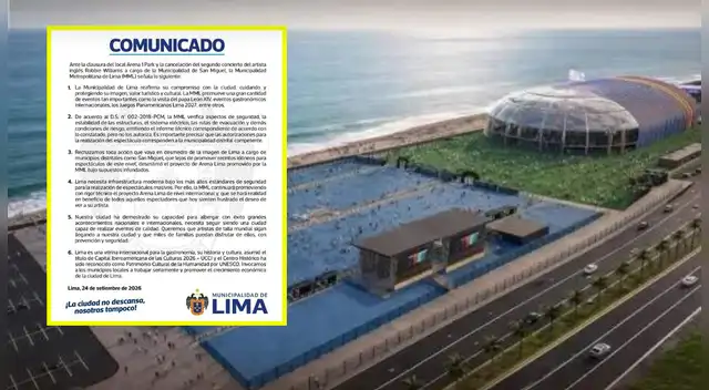 ¿Arena 1 será CERRADA definitivamente? Municipalidad de Lima SE PRONUNCIA tras suspensión del segundo concierto de Robbie Williams.