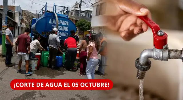 Corte de agua este lunes 5 de octubre: Sedapal anuncia suspensión de hasta 12 horas en Lima.