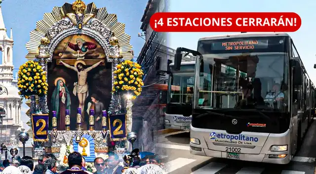 Señor de los Milagros: desvíos del Metropolitano y corredores este 18 y 19 de octubre. Señor de los Milagros: desvíos del Metropolitano y corredores este 18 y 19 de octubre.