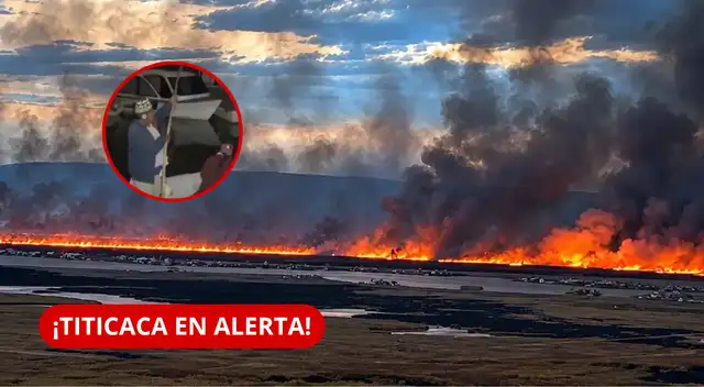 Voraz incendio consume totorales y pone en riesgo sector cercano a Los Uros.