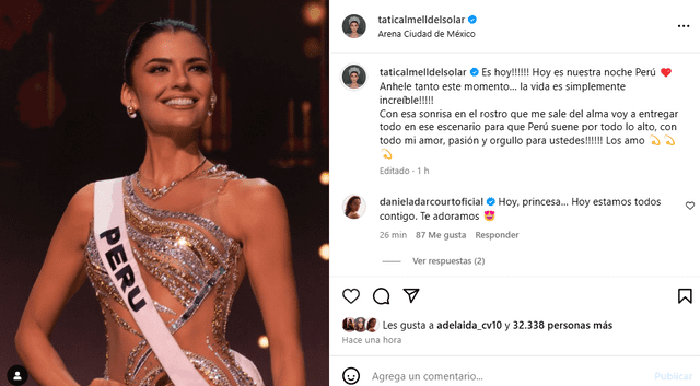  Tatiana Calmell y su alentador mensaje a horas del Miss Universo 2024 