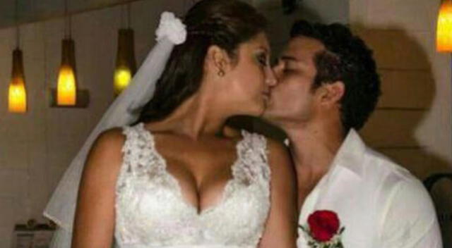 Karla Tarazona y Christian Domínguez en su boda simbólica.  