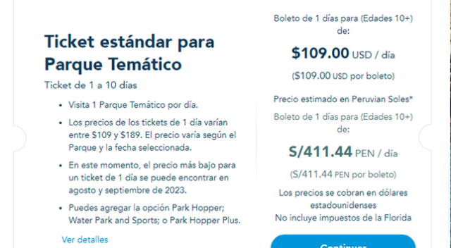 Costos de Tickets para Disneyland.   
