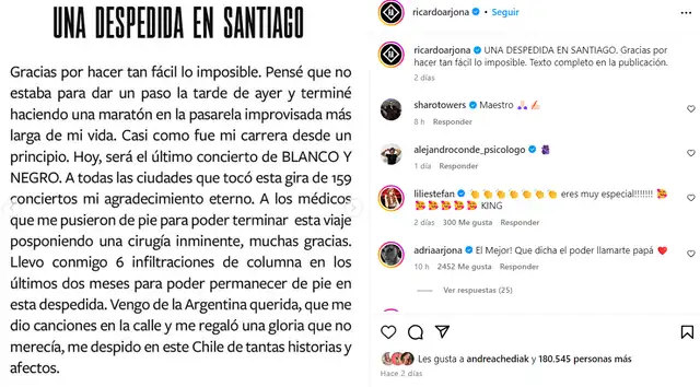 Ricardo Arjona le dice adiós a los escenarios.  
