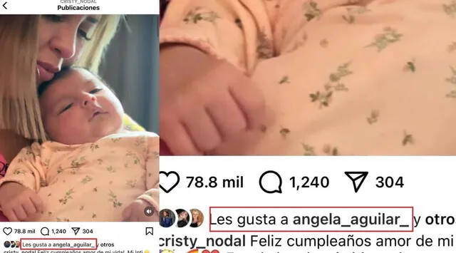 Ángela Aguilar reaccionó a una fotografía de Christian Nodal y Cazzu.   