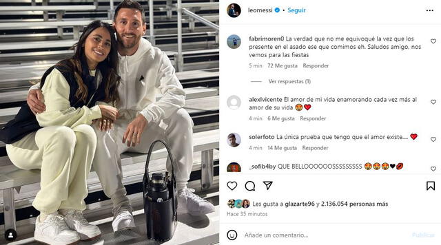 Lionel Messi publica foto con su esposa Antonela Rocuzzo.