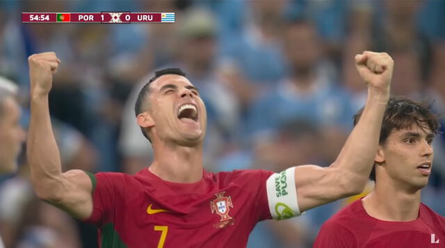 El capitán de Portugal celebrando el primer gol del partido. Crédito Latina   