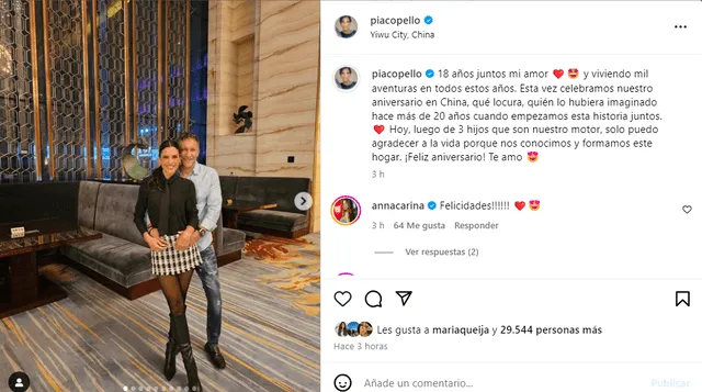 María Pía Copello y las emotivas palabras de su esposo en China.