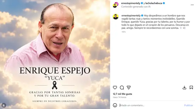 Ernesto Pimentel DESPIDE a ‘Yuca’ con EMOTIVO mensaje tras su muerte: “Siempre te recordaremos con una sonrisa”