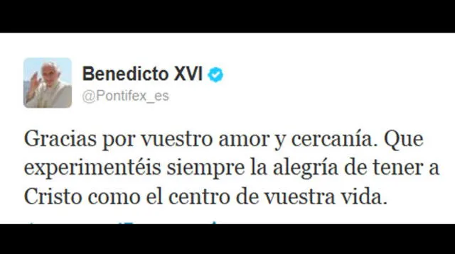 Mensaje de despedida de Benedicto XVI en su cuenta de twitter