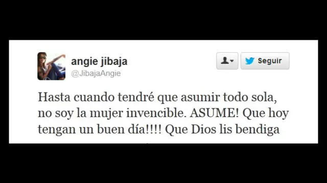 Tweet de Angie Jibaja exigiendo el pago a Jean Paul Santa María