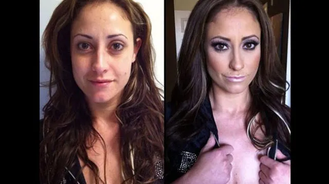 Vea a las actrices porno antes y después del maquillaje.