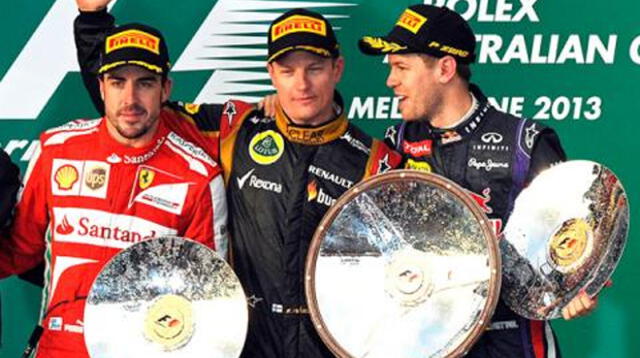 Kimi Raikkonen, Fernando Alonso y Sebastian Vettel lograron el podio de Australia en la primera fecha de la Fórmula 1.