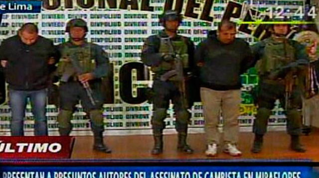 Policía presentó a los presuntos marcas que mataron a cambista en Miraflores.