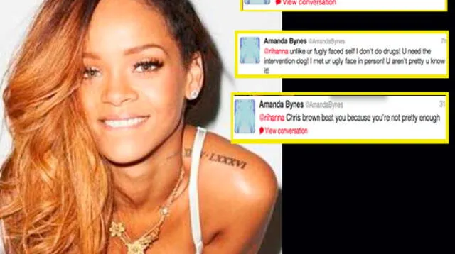 Amanda Bynes arremete constantemente contra Rihanna vía Twitter.