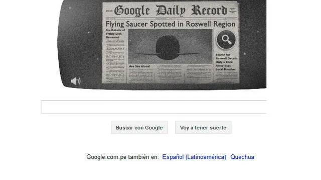 Google crea doodle por los 66 años del incidente Ovni en Roswell.